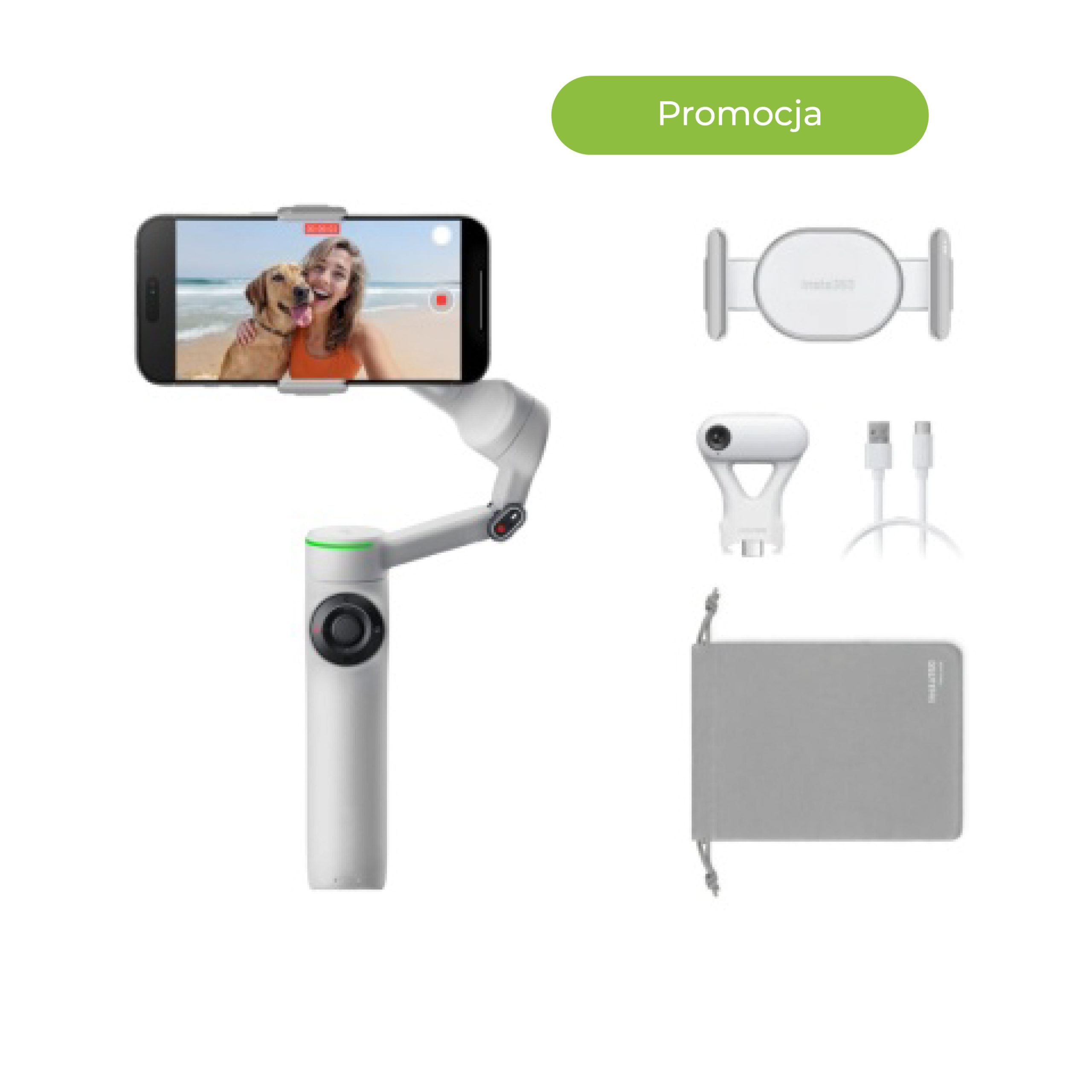 Insta360 Flow 2 Pro AI Tracker Bundle (Stone Gray) - gimbal z akcesoriami